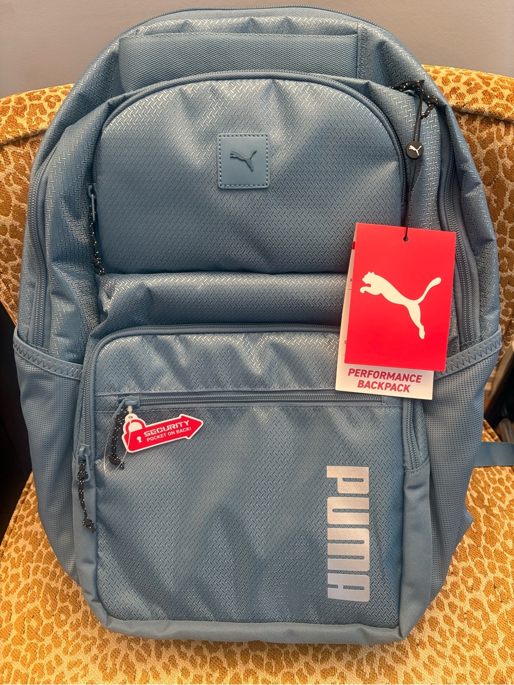 Puma Light Blue Performance Backpack with Front Pouch